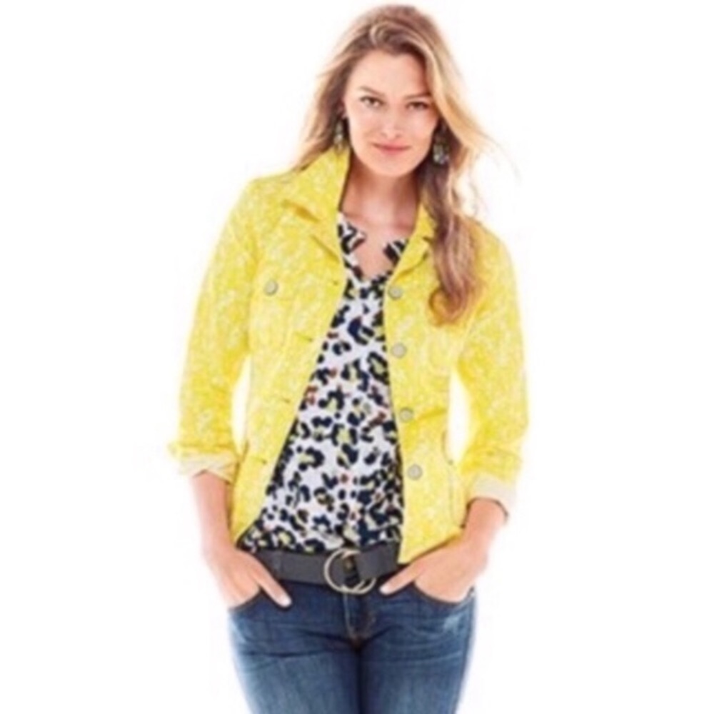 CAbi Yellow Daisy Floral Field Jacket Women’s Sz Small #5160